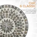 Outsunny Round Mosaic Tabletop Garden Table - Grey/Black - 5
