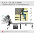 Outsunny Portable Sun Lounger, Folding Camping Bed Cot, Reclining Lounge Chair 5-position Adjustable Backrest with Side Pocket, Pillow for Patio Garden Beach Pool, Mixed Grey - 4
