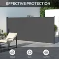 Outsunny Retractable Side Awning, Outdoor Privacy Screen for Garden, Hot Tub, Balcony, Terrace, Pool, 400 x 180cm, Dark Grey - 4