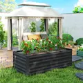 Outsunny Raised Beds for Garden, Galvanised Steel Outdoor Planters with Multi-reinforced Rods, 180 x 90 x 59 cm, Black - 7