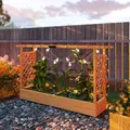 Outsunny Raised Planter with Trellis, Wooden Raised Bed for Garden with Hanging Roof and Drainage Holes, Outdoor Planter Box - 9