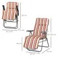 Outsunny Reclining Garden Chair Set of 2, 5-Level Adjustable Zero Gravity Chairs with Cushions, Folding Sun Lounger Garden Recliner Chairs with Armrests for Outdoor, Patio, Orange Stripe - 3