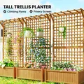 Outsunny Raised Bed with Drainage Holes, Wood Planter with Trellis for Climbing Plants to Grow Vegetables, Flowers, Yellow - 4