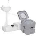 Outsunny Portable Toilet and Camping Sink Set with Fresh and Waste Tank, Wastewater Recycled Set for Outdoor Events - 1