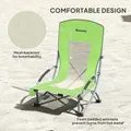 Outsunny Set of 2 Folding Beach Chair, Low Camping Chair with Mesh Back, Carry Bag and Cup Holder for Garden Outdoor Picnic Festival Travel, Green - 5