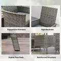 Outsunny Rattan Garden Furniture Set, Outdoor Dining Table and Chairs 4 Seater with Cushions, Square Tempered Glass Top, 4 Armchairs, for Balcony, Terrace, Conservatory, Grey - 7