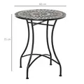 Outsunny Round Mosaic Tabletop Garden Table - Grey/Black - 3