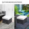 Outsunny Rattan Footstool Wicker Ottoman with Padded Seat Cushion Outdoor Patio Furniture for Garden Poolside Living Room, 50 x 50 x 35 cm, Black - 6