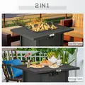 Outsunny Rattan-style Propane Gas Fire Pit Table with 40,000 BTU Burner, Square Smokeless Firepit Patio Heater with Thermocouple, Lava Rocks, Waterproof Cover, Spark Guard and Lid, Black - 4