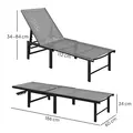 Outsunny Reclining Sun Lounger - Grey - 3