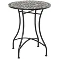 Outsunny Round Mosaic Tabletop Garden Table - Grey/Black - 1