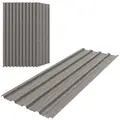 Outsunny Set of 12 Corrugated Steel Roof Sheet Panels - Grey Wood Effect - 1