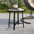 Outsunny Round Small Garden Table, 50.5cm Outdoor Side Table with SPC Tabletop, Metal Frame and Anti-slip Foot Pads for Garden, Balcony, Nature Wood Finish - 9