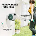 Outsunny Retractable Hose Reel Wall Mounted, 30+2m Garden Hose Pipe Reel with Lock, Auto Rewind, 7 in 1 Spray Nozzle, Includes Wall Fixings, 180° Swivel, Outdoor Watering, 59 x 23 x 42 cm, Grey - 4