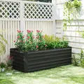 Outsunny Raised Beds for Garden, Galvanised Steel Outdoor Planters with Multi-reinforced Rods, 180 x 90 x 59 cm, Black - 9