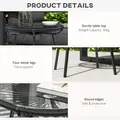 Outsunny Rattan Side Table, Round Outdoor Coffee Table, with Round PE Rattan and Tempered Glass Tabletop for Patio, Garden, Balcony, Black - 6