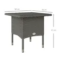 Outsunny Rattan Side Table, Outdoor Coffee Table with Plastic Board Under the Full Woven Table Top for Patio, Garden, Balcony, Grey - 3