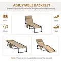 Outsunny Portable Sun Lounger Set of 2, Folding Camping Bed Cot, Reclining Lounge Chair 5-position Adjustable Backrest with Side Pocket, Pillow for Patio Garden Beach Pool, Beige - 4