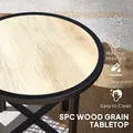 Outsunny Round Small Garden Table, 50.5cm Outdoor Side Table with SPC Tabletop, Metal Frame and Anti-slip Foot Pads for Garden, Balcony, Nature Wood Finish - 4