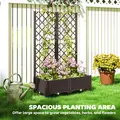 Outsunny Raised Garden Bed with Trellis, Plastic Planter Box with Drainage Holes, Drain Plugs and Water Reservoirs for Climbing Plants, Vegetables, Flowers, Brown - 7