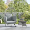 Outsunny Rattan Egg Chair with Cushions and Pillows, Charcoal Grey - 8