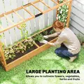 Outsunny Raised Planter with Trellis, Wooden Raised Bed for Garden with Hanging Roof and Drainage Holes, Outdoor Planter Box - 4