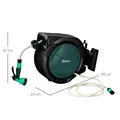 Outsunny Retractable Hose Reel Wall Mounted, 30+2m Garden Hose Pipe Reel with Lock, Auto Rewind, 7 in 1 Spray Nozzle, Includes Wall Fixings, 180° Swivel, Outdoor Watering, 59 x 23 x 42 cm, Green - 3