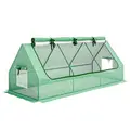 Outsunny Portable Small Polytunnel, Mini Greenhouse with Mesh Windows for Indoor and Outdoor, 240x90x90cm, Green - 1