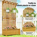 Outsunny Raised Bed with Drainage Holes, Wood Planter with Trellis for Climbing Plants to Grow Vegetables, Flowers, Yellow - 5