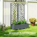 Outsunny Raised Garden Bed with Trellis, Plastic Planter Box with Drainage Holes, Drain Plugs and Water Reservoirs for Climbing Plants, Vegetables, Flowers, Grey - 7