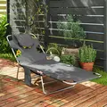 Outsunny Reclining Face Hole Sun Lounger - Dark Grey - 2