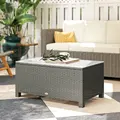 Outsunny Rattan Garden Coffee Table with Glass Top, Light Grey - 7