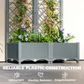 Outsunny Raised Garden Bed with Trellis, Plastic Planter Box with Drainage Holes, Drain Plugs and Water Reservoirs for Climbing Plants, Vegetables, Flowers, Grey - 5