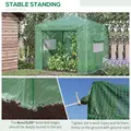 Outsunny Pop-up Small Greenhouse, Outdoor Walk-in Tomato Greenhouse with Carrying Bag, PE Cover, Steel Frame, Green, 2.4L x 1.8W x 2.4H m - 6