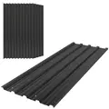 Outsunny Set of 12 Corrugated Steel Roof Sheet Panels - Black - 1