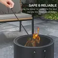 Outsunny Smokeless Fire Pit, 38cm Portable Wood Burning Firepit with Spark Screen and Poker, Low Smoke Camping Bonfire Stove for Garden Patio Picnic, Dark Grey - 5