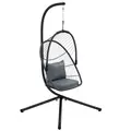Outsunny Single Egg Chair, with Steel Frame Stand - Grey - 1