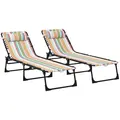 Outsunny Set of Two Folding Sun Loungers, with Four-Position Backs - Multicoloured - 1