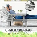 Outsunny Set of 2 Resin Reclining Sun Loungers for Garden, 5 Positions Adjustable Outdoor Chaise Lounge Chairs with Wood Texture Surface, Armrests, Foldable Side Table for Garden, Beach, Light Grey - 4