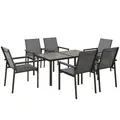 Outsunny Seven-Piece Metal Dining Set, with Glass-Top Table - Grey - 1