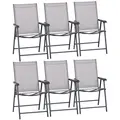 Outsunny Set of Six Folding Garden Chairs - Grey - 1