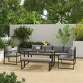 Outsunny Six Piece L Shaped Garden Furniture Set with 3 Loveseats - Grey - 9