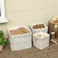 Outsunny Set of 3 Log Baskets for Wood Burner Indoor, Storage Basket with Lining and Rope Handles, Wicker Basket for Fireside Storage, Blankets, Beige - 7