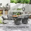 Outsunny Seven-Piece Rattan Dining Set - Light Grey - 4