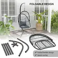 Outsunny Single Egg Chair, with Steel Frame Stand - Grey - 4