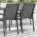Outsunny Seven-Piece Metal Dining Set, with Glass-Top Table - Grey - 9