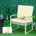 Outsunny Set of 2 Garden Seat and Back Cushion Set, Replacement Cushions for Outdoor Furniture with Seat Cushion and Back Cushion, Cream White - 2