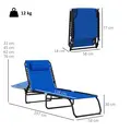 Outsunny Set of Two Folding Sun Loungers, with Four-Position Backs - Blue - 3