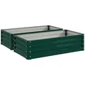 Outsunny Set of 2 Raised Beds for Garden, Galvanised Outdoor Planters for Herbs Vegetables, Use for Patio Balcony, Green - 1