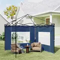 Outsunny Set of Two 3 x 3(m) Gazebo Frame Replacement Walls - Blue - 7